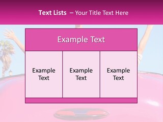 Two People Sitting In The Back Of A Pink Car PowerPoint Template