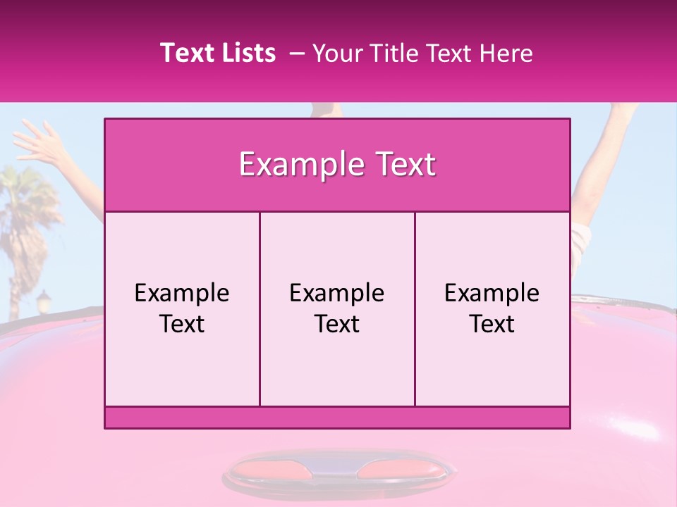 Two People Sitting In The Back Of A Pink Car PowerPoint Template