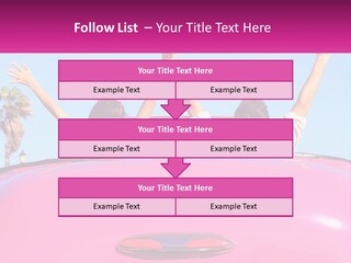 Two People Sitting In The Back Of A Pink Car PowerPoint Template