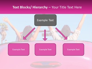 Two People Sitting In The Back Of A Pink Car PowerPoint Template