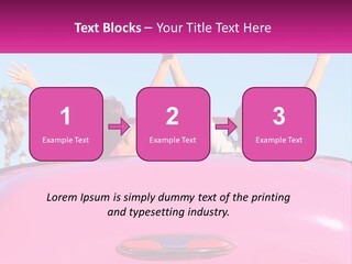 Two People Sitting In The Back Of A Pink Car PowerPoint Template