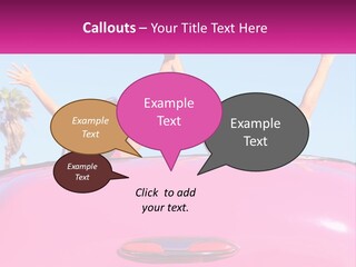Two People Sitting In The Back Of A Pink Car PowerPoint Template
