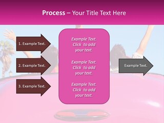 Two People Sitting In The Back Of A Pink Car PowerPoint Template