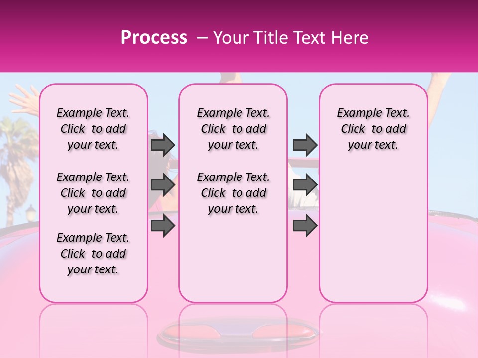 Two People Sitting In The Back Of A Pink Car PowerPoint Template