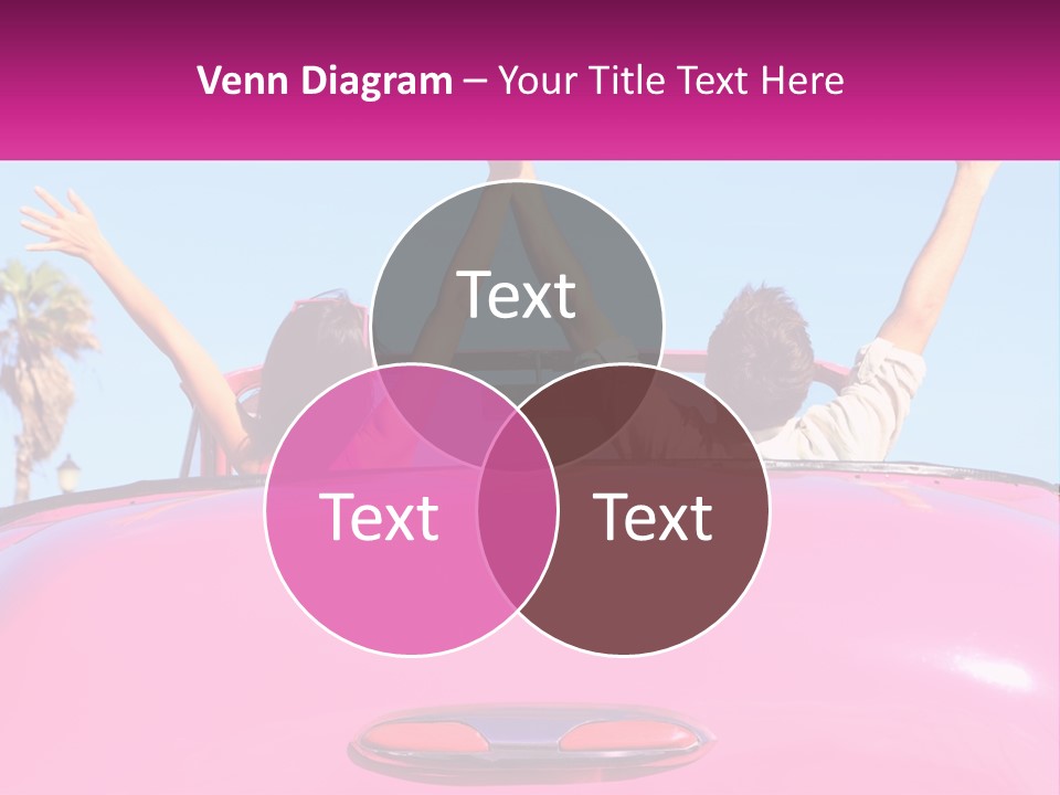 Two People Sitting In The Back Of A Pink Car PowerPoint Template