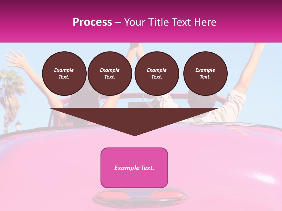 Two People Sitting In The Back Of A Pink Car PowerPoint Template