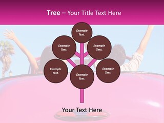 Two People Sitting In The Back Of A Pink Car PowerPoint Template
