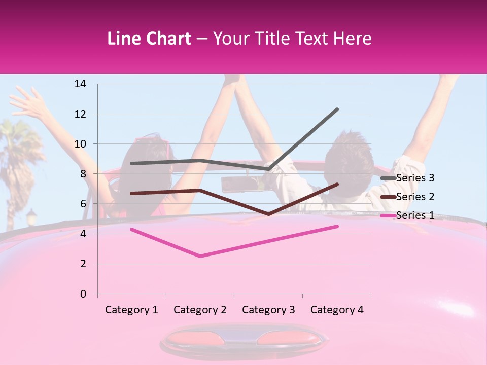 Two People Sitting In The Back Of A Pink Car PowerPoint Template