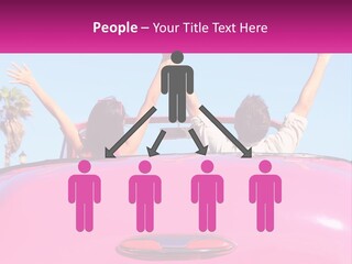 Two People Sitting In The Back Of A Pink Car PowerPoint Template
