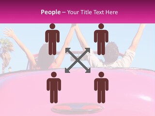 Two People Sitting In The Back Of A Pink Car PowerPoint Template