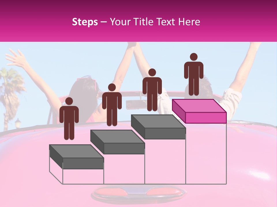 Two People Sitting In The Back Of A Pink Car PowerPoint Template