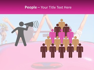 Two People Sitting In The Back Of A Pink Car PowerPoint Template