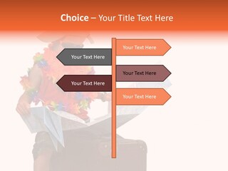 A Child In A Colorful Outfit Is Reading A Map PowerPoint Template