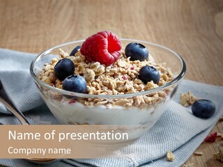 A Bowl Of Oatmeal With Berries And Granola PowerPoint Template