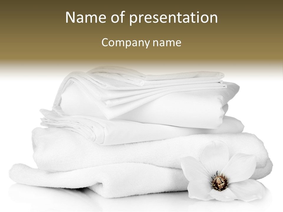A Pile Of White Towels With A Flower On Top Of It PowerPoint Template