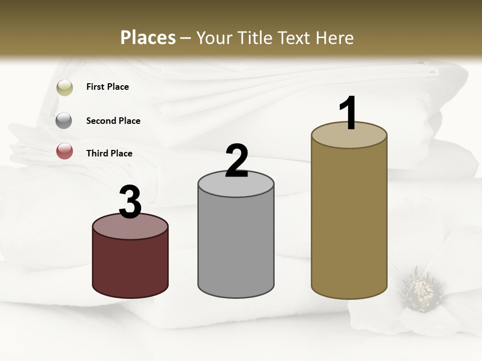 A Pile Of White Towels With A Flower On Top Of It PowerPoint Template