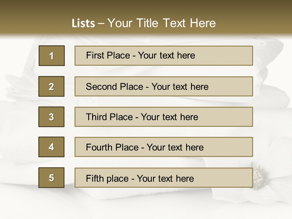 A Pile Of White Towels With A Flower On Top Of It PowerPoint Template