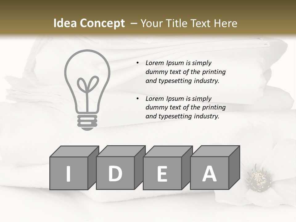 A Pile Of White Towels With A Flower On Top Of It PowerPoint Template