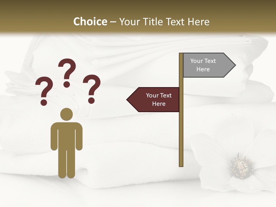 A Pile Of White Towels With A Flower On Top Of It PowerPoint Template