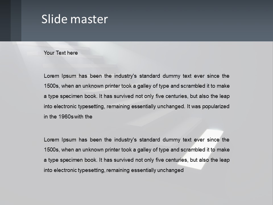 A Set Of Stairs Leading Up To A Bright Light PowerPoint Template