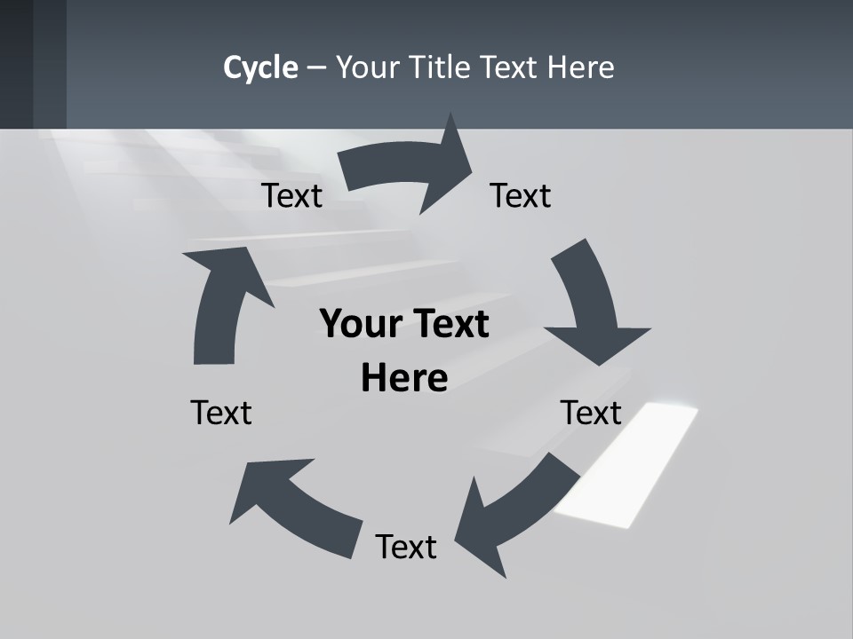 A Set Of Stairs Leading Up To A Bright Light PowerPoint Template
