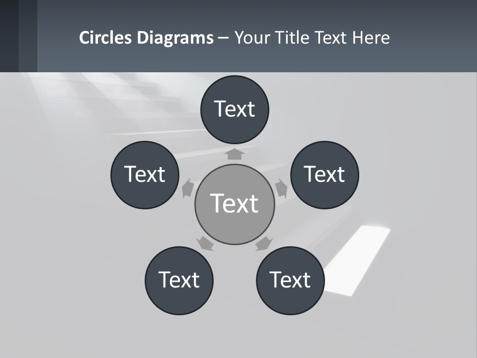 A Set Of Stairs Leading Up To A Bright Light PowerPoint Template