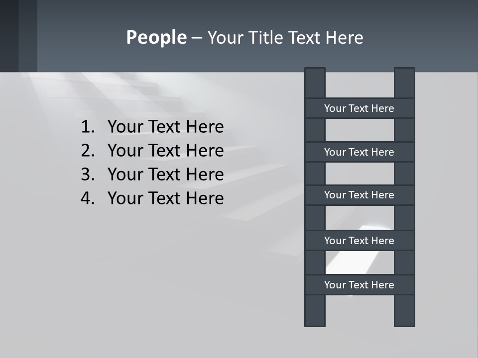 A Set Of Stairs Leading Up To A Bright Light PowerPoint Template