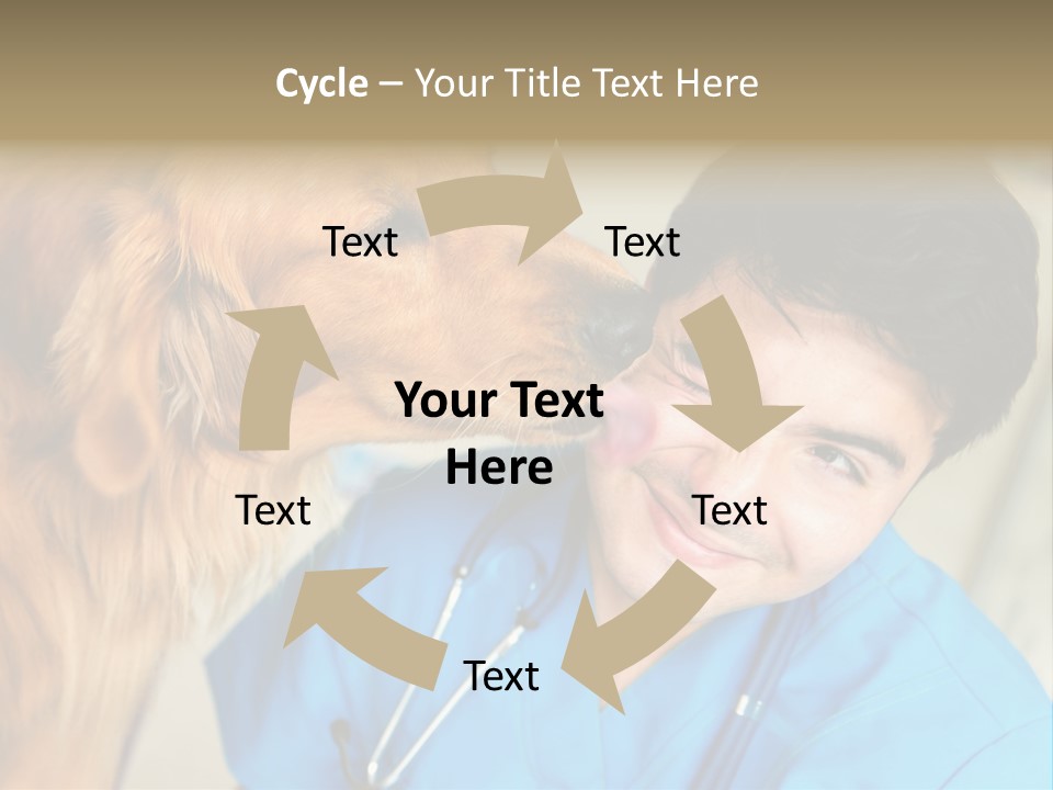 A Man In A Blue Shirt Is Giving A Dog A Kiss PowerPoint Template