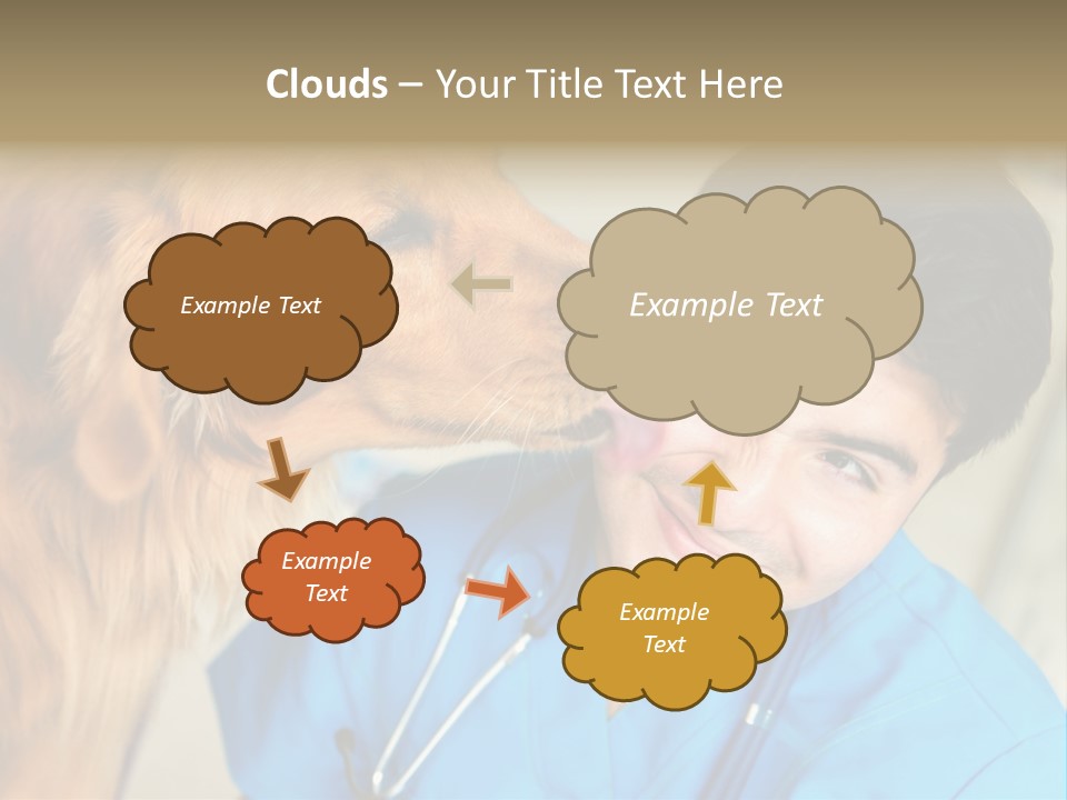 A Man In A Blue Shirt Is Giving A Dog A Kiss PowerPoint Template