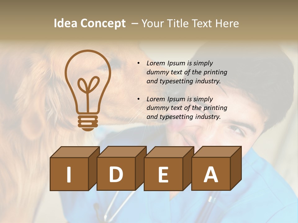 A Man In A Blue Shirt Is Giving A Dog A Kiss PowerPoint Template