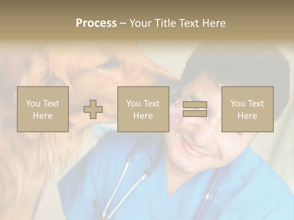 A Man In A Blue Shirt Is Giving A Dog A Kiss PowerPoint Template