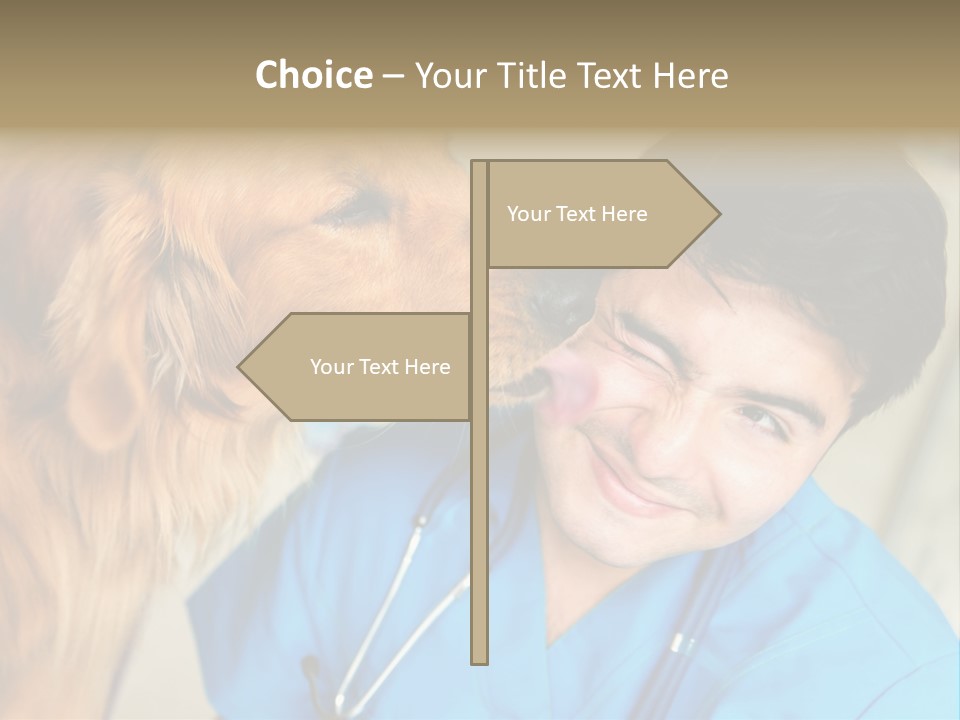 A Man In A Blue Shirt Is Giving A Dog A Kiss PowerPoint Template
