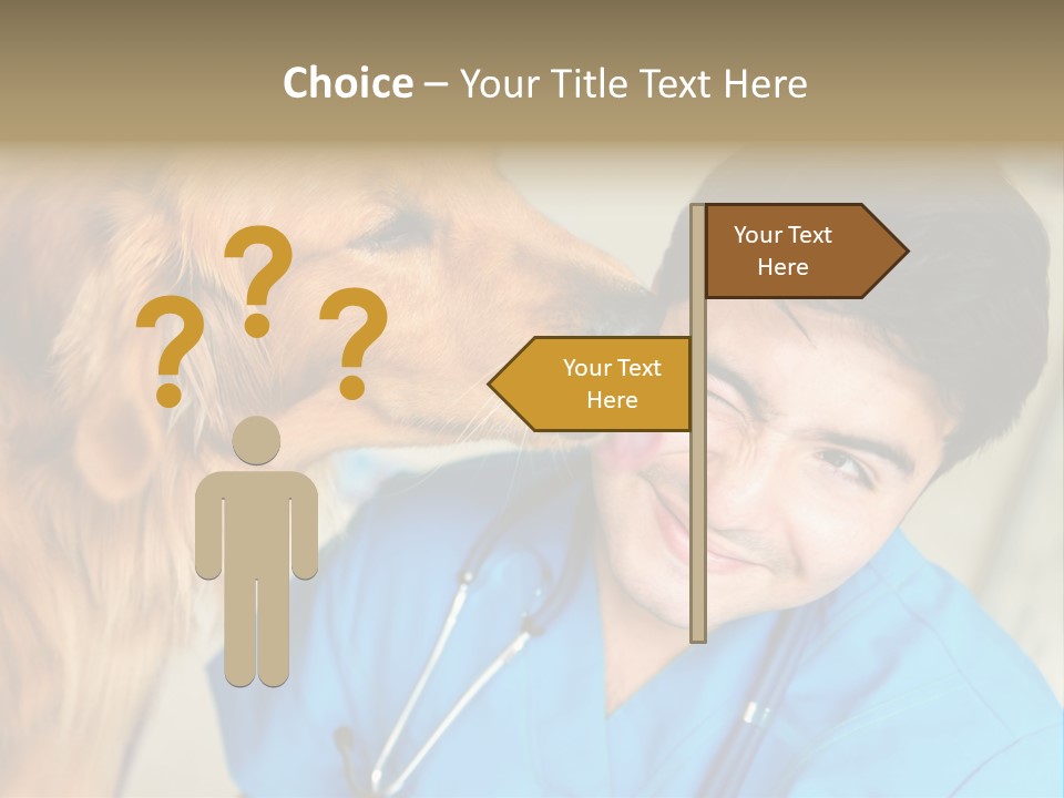 A Man In A Blue Shirt Is Giving A Dog A Kiss PowerPoint Template