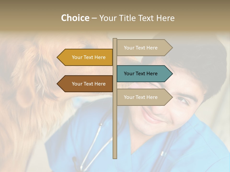 A Man In A Blue Shirt Is Giving A Dog A Kiss PowerPoint Template