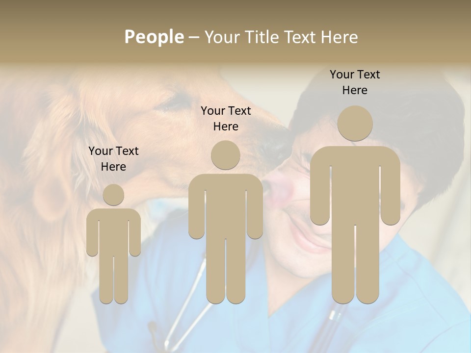 A Man In A Blue Shirt Is Giving A Dog A Kiss PowerPoint Template