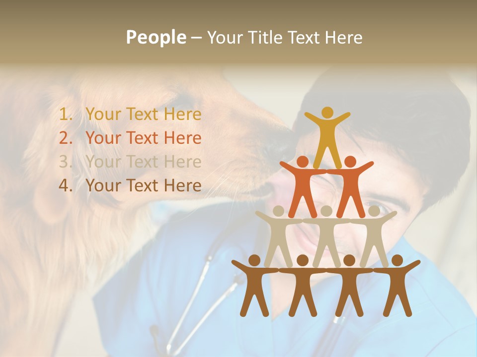 A Man In A Blue Shirt Is Giving A Dog A Kiss PowerPoint Template