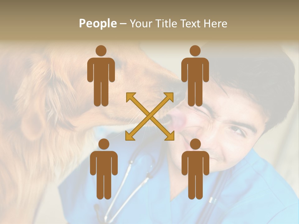 A Man In A Blue Shirt Is Giving A Dog A Kiss PowerPoint Template