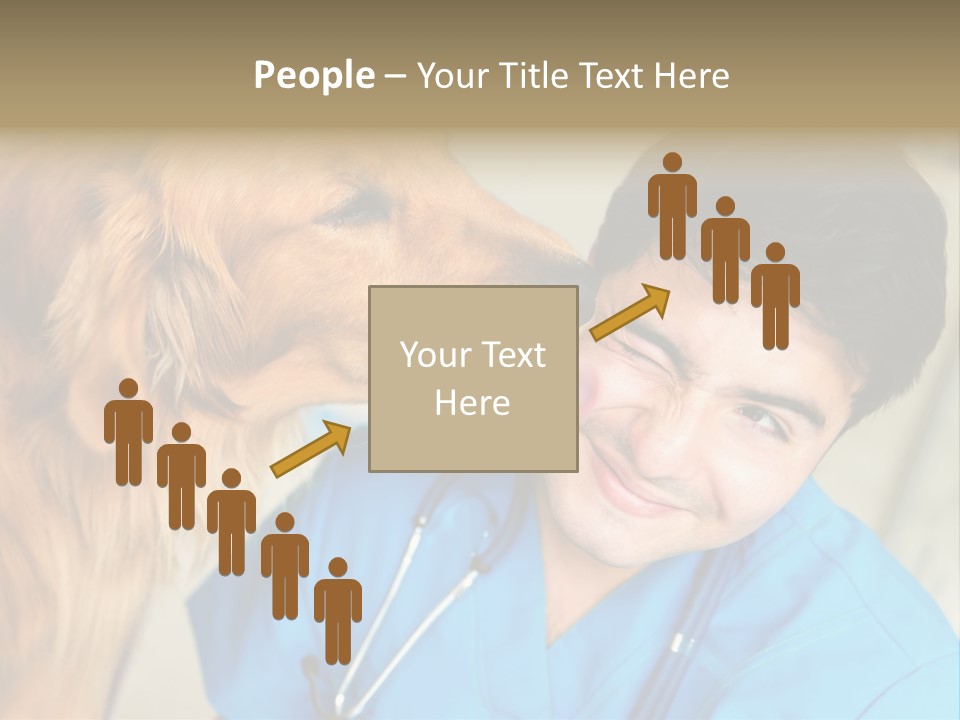 A Man In A Blue Shirt Is Giving A Dog A Kiss PowerPoint Template