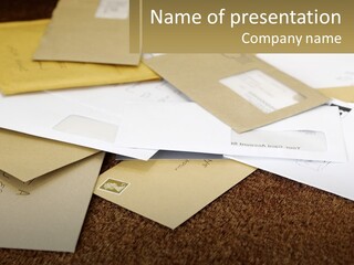 A Pile Of Envelopes Sitting On Top Of Each Other PowerPoint Template