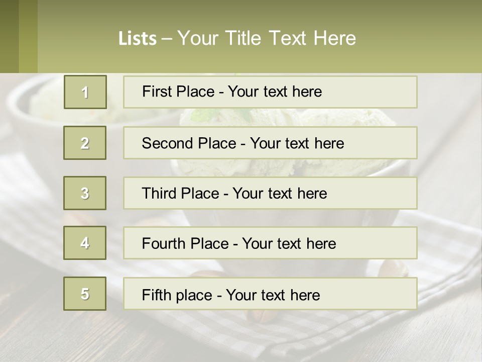 Two Bowls Filled With Ice Cream On Top Of A Table PowerPoint Template