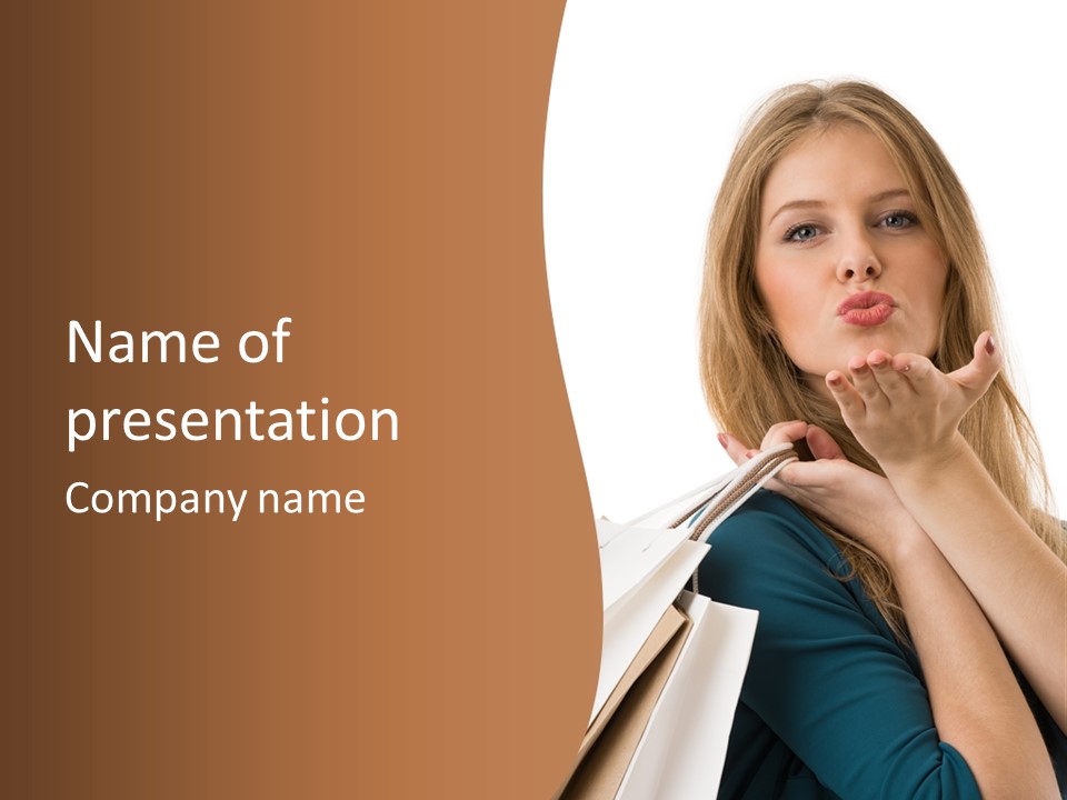 A Woman Is Holding Shopping Bags In Her Hands PowerPoint Template