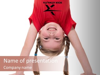 A Young Girl Doing A Handstand On Her Head PowerPoint Template
