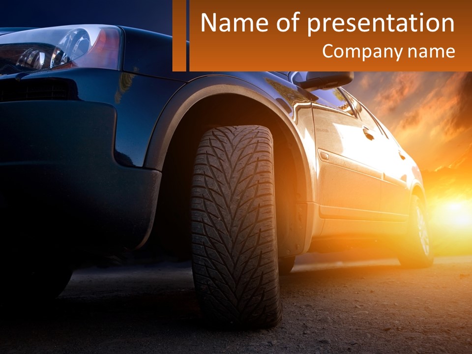A Car Is Shown With The Sun Behind It PowerPoint Template