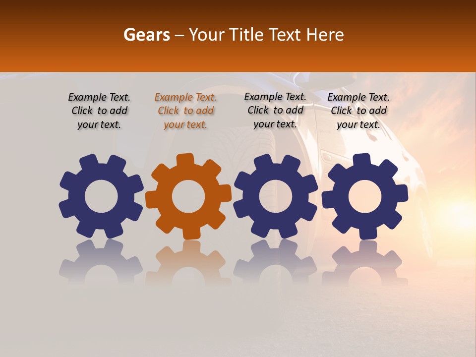 A Car Is Shown With The Sun Behind It PowerPoint Template