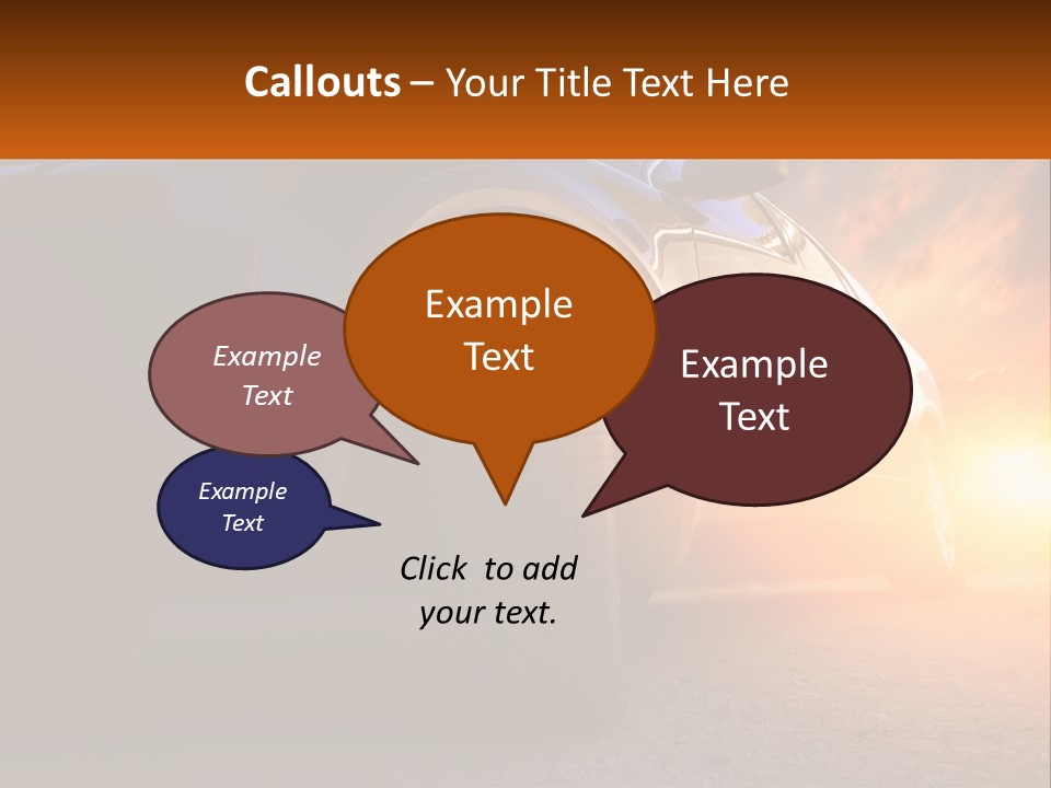 A Car Is Shown With The Sun Behind It PowerPoint Template