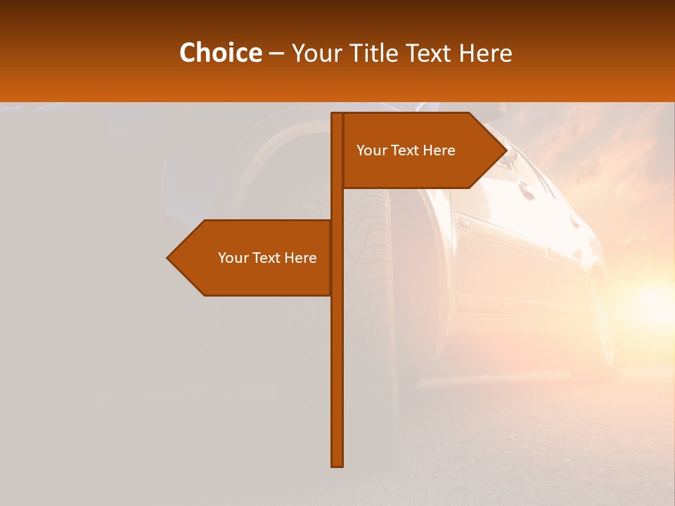 A Car Is Shown With The Sun Behind It PowerPoint Template