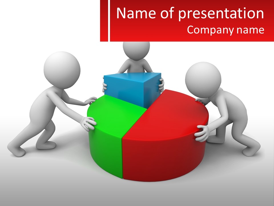 A Group Of People Standing Around A Pie Chart PowerPoint Template