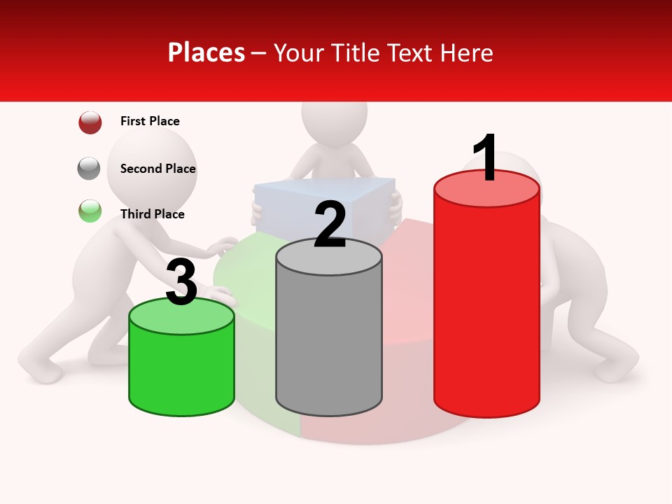 A Group Of People Standing Around A Pie Chart PowerPoint Template