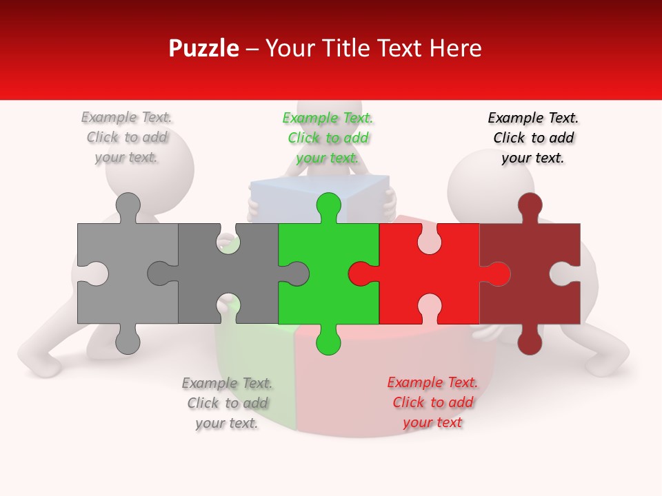 A Group Of People Standing Around A Pie Chart PowerPoint Template