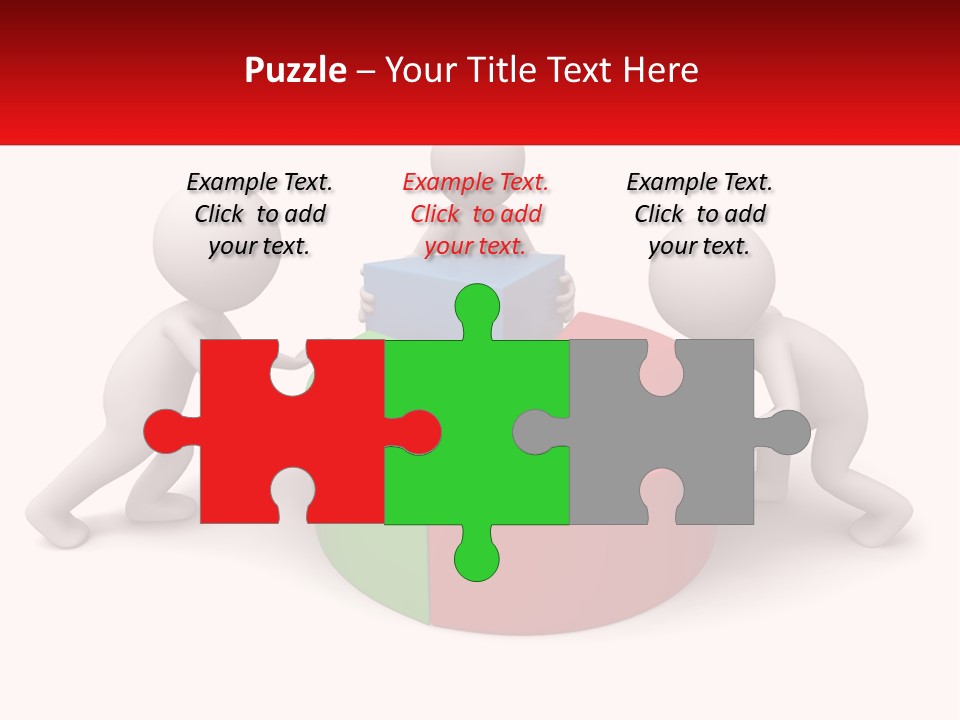 A Group Of People Standing Around A Pie Chart PowerPoint Template
